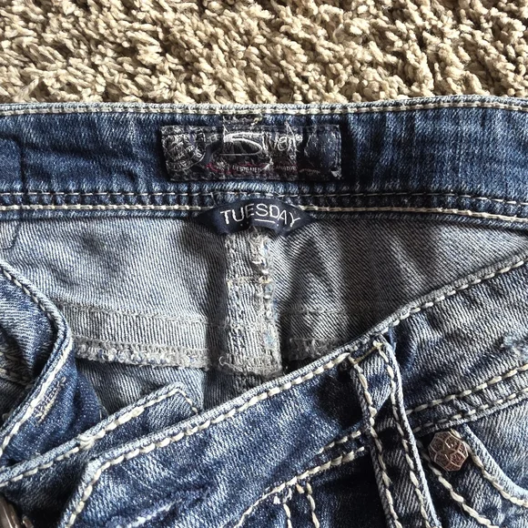 Distressed Blue Women's Jeans - Picture 2 of 5